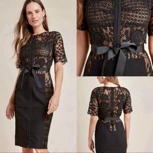 Anthropologie Byron Lars Beguile Black Lace Carissima Sheath Dress, Size 10